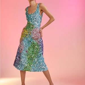 Cynthia Rowley Prism Sequin Midi-Dress